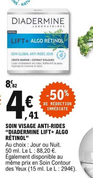 soin visage anti-rides "diadermine lift + algo rétinol"