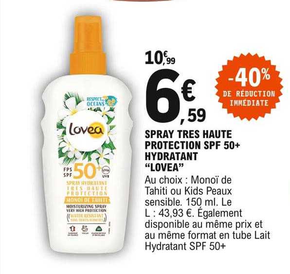 srpay très haute protection spf 50+ hydratant "lovea"