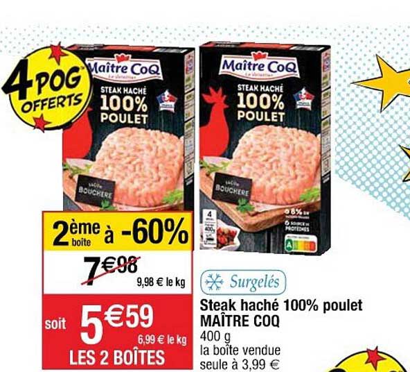 steak haché 100% poulet maître coq