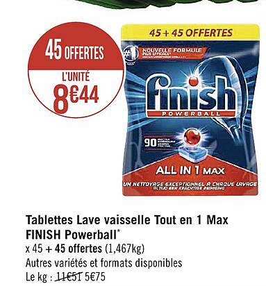 tablettes lave vaisselle tout en 1 max finish powerball