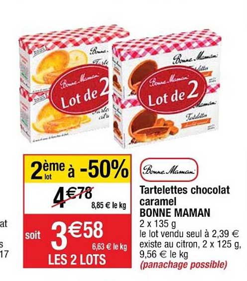 tartelettes chocolat caramel bonne maman 2ème lot à -50%