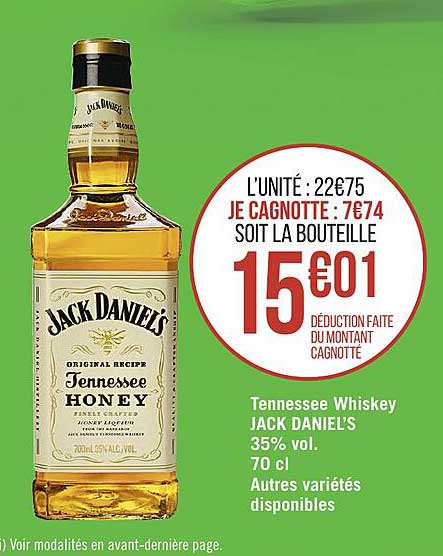 tennessee whiskey jack daniel's 35% vol. 70 cl