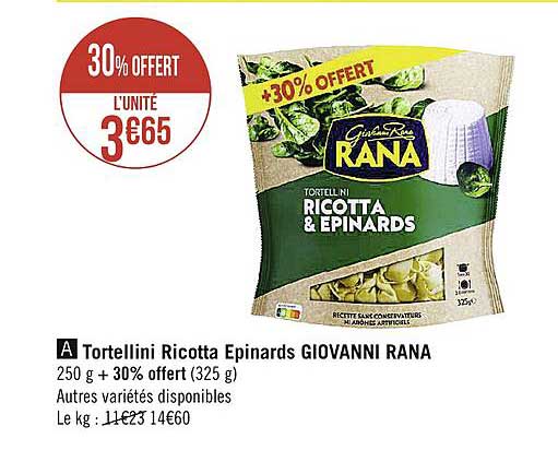 tortellini ricotta épinards giovanni rana