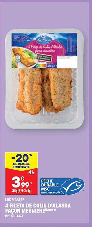 4 filets de colin d'alaska façon meunière loc marée