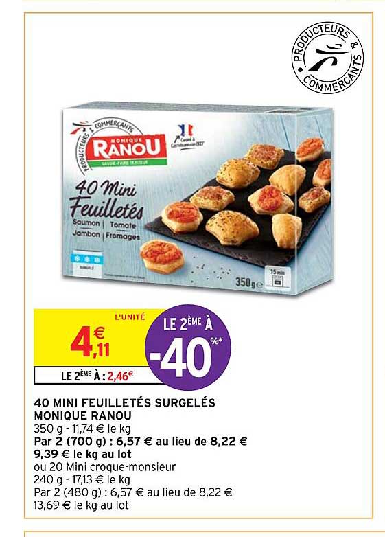 40 mini feuilletés surgelés monique ranou
