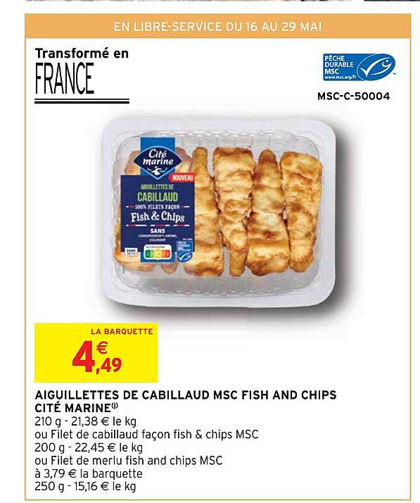 aiguillettes de cabillaud msc fish and chips cité marine