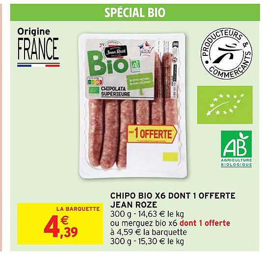 chipo bio x 6 dont 1 offerte jean rozé
