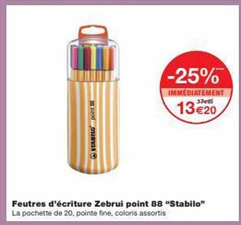 feutres d'écriture zebrui point 88 "stabilo"