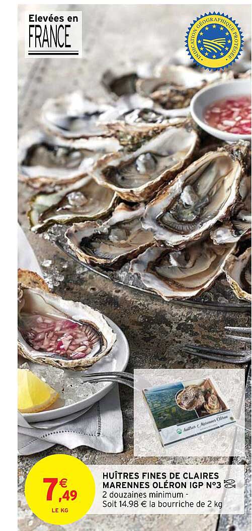huîtres fines de claires marennes oléron igp n°3