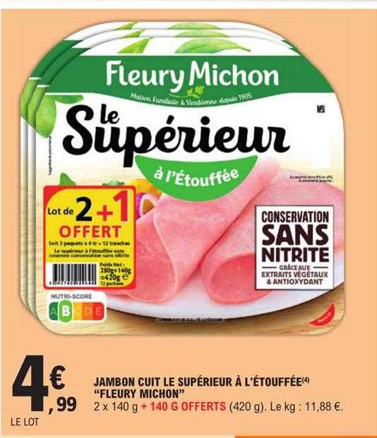 jambon cuit le supérieur à l'étouffée "fleury michon"