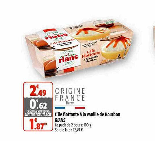 l'île flottante à la vanille de bourbon rians