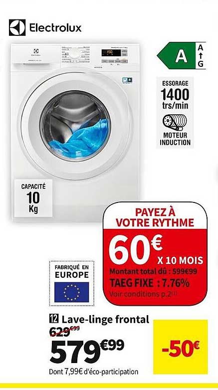 lave-linge frontal electrolux