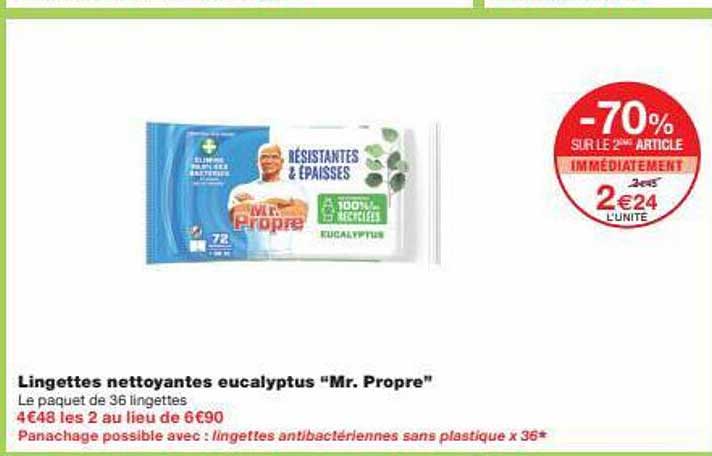 lingettes nettoyantes eucalyptus "mr propre"