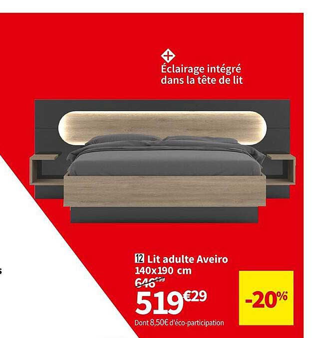 Lit Adulte Aveiro 140 X 190 Cm