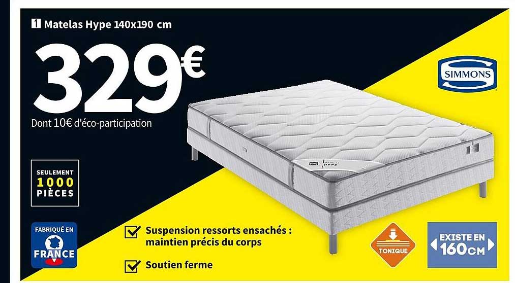 Matelas Hype 140 X 190 Cm Simmons