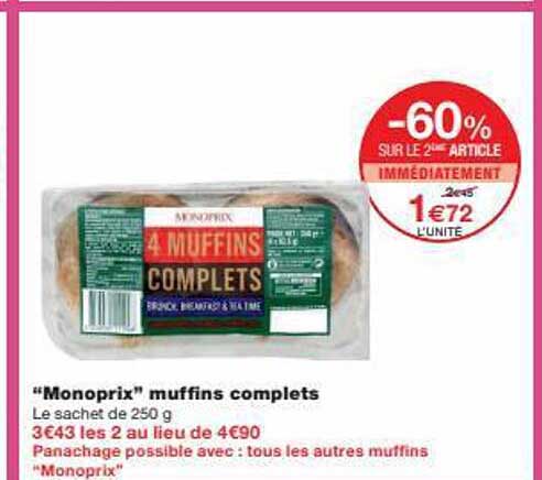 "monoprix" muffins complets