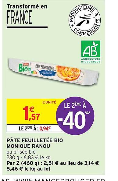 pâte feuilletée bio monique ranou