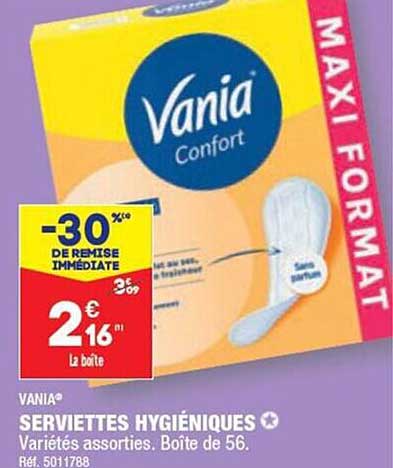 serviettes hygiéniques vania