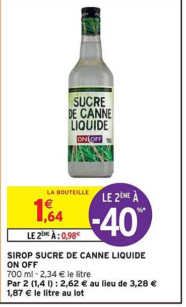 sirop sucre de canne liquide on off