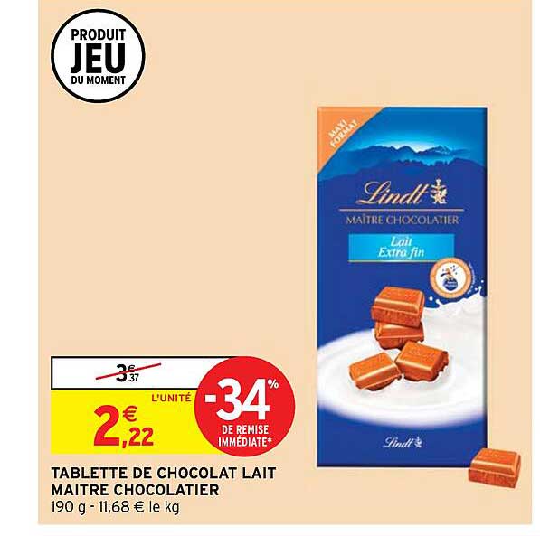 tablette de chocolat lait maître chocolatier