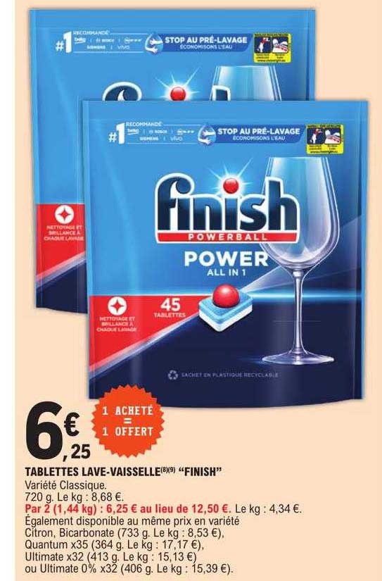 tablettes lave-vaisselle "finish"
