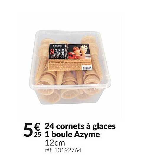 24 Cornets à Glaces 1 Boule Azyme