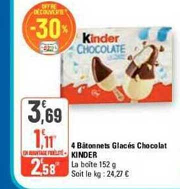 4 Bâtonnets Glacés Chocolat Kinder