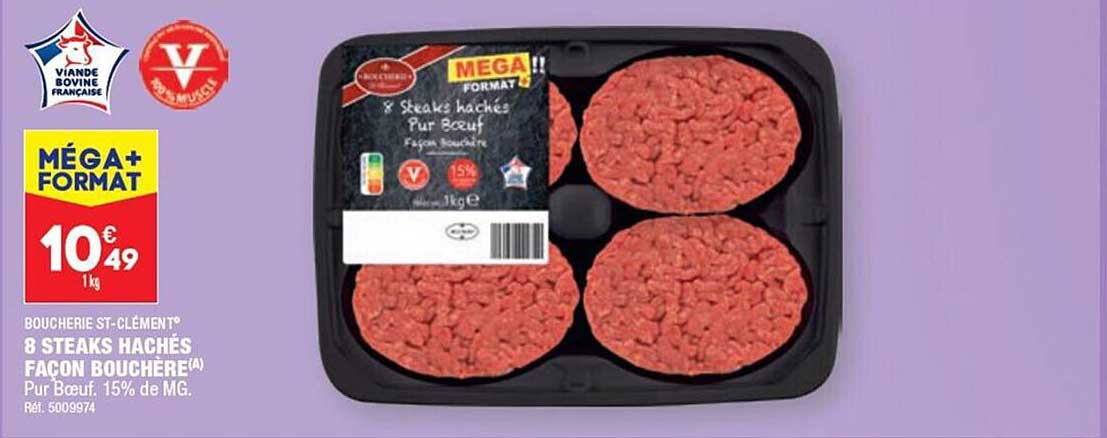 8 steaks hachés façon bouchère boucherie st-clément
