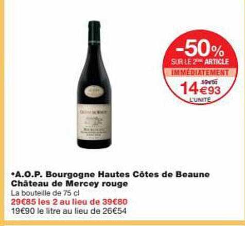 a.o.p. bourgogne hautes côtes de beaune château de mercey rouge