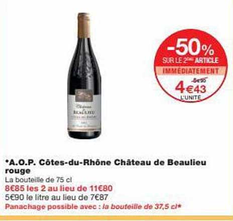 a.o.p. côtes-du-rhône château de beaulieu rouge