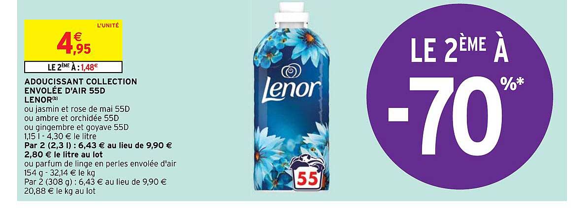 adoucissant collection envolée d'air 55d lenor