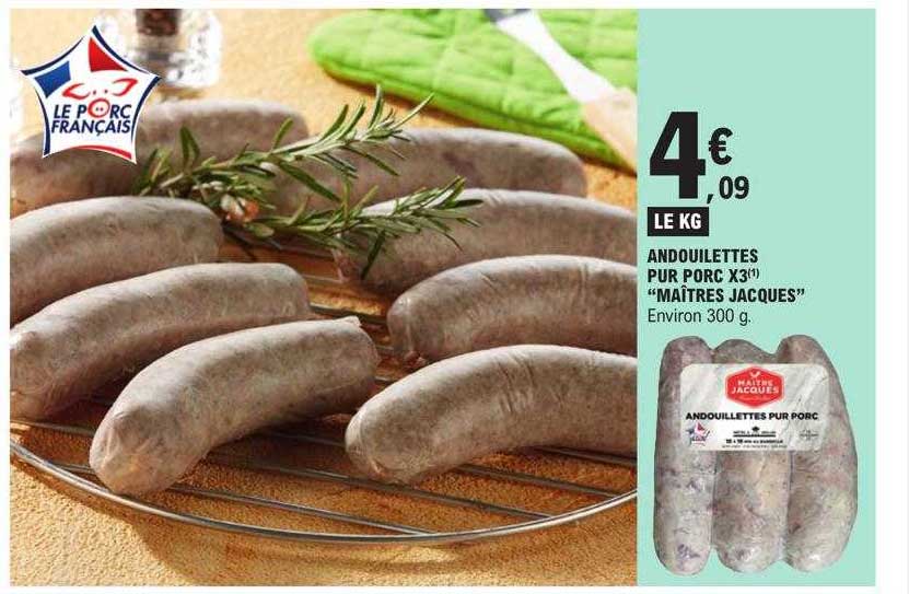 andouillettes pur porc x 3 "maîtres jacques"