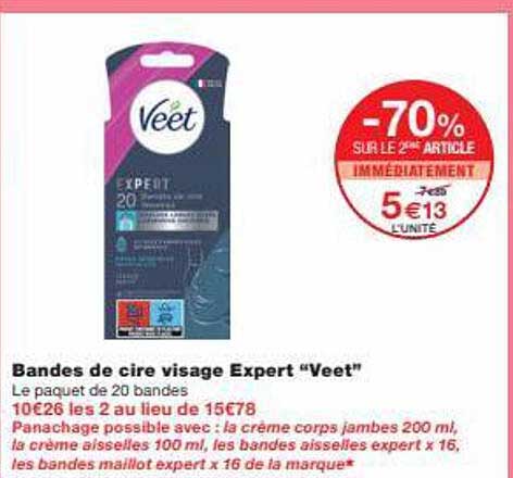 Bandes De Cire Visage Expert "veet"