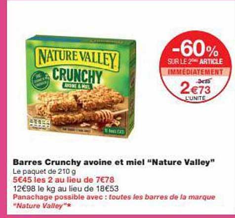 barres crunchy avoien et miel "nature valley"