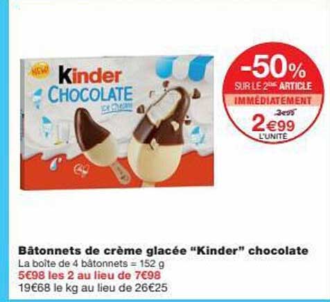 Bâtonnets De Crème Glacée "kinder" Chocolate