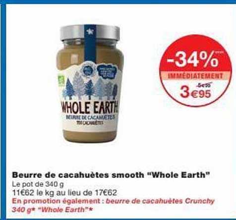 beurre de cacahuètes smooth "whole earth"