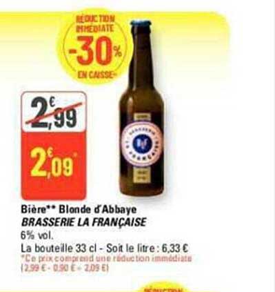 Bière Blonde D'abbaye Brasserie La Française