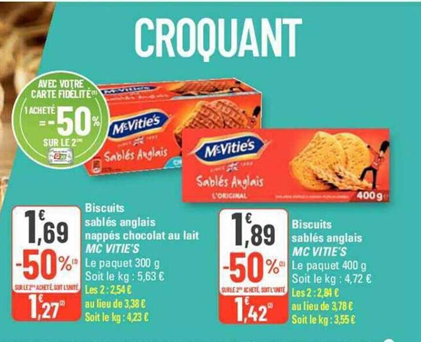 biscuits sablés anglais nappés chocolat au lait mc vitie's, biscuits sablés anglais mc vitie's