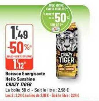 boisson energisante hello sunshine crazy tiger