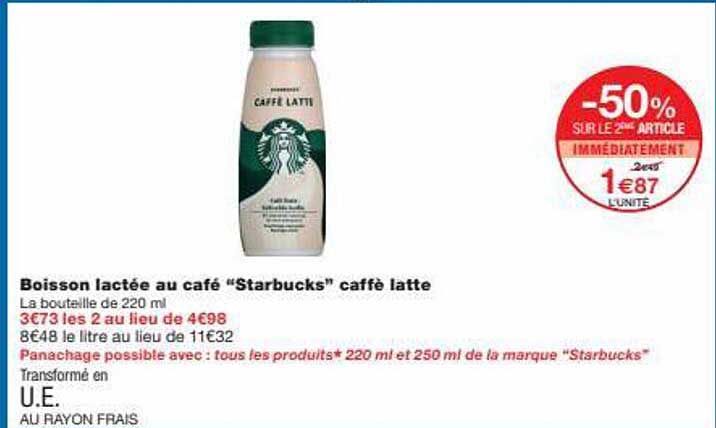 boisson lactée au café "starbucks" caffè latte