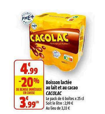 boisson lactée au lait et au cacao cacolac