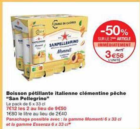 boisson pétillante italienne clémentine pêche "san pellegrino"