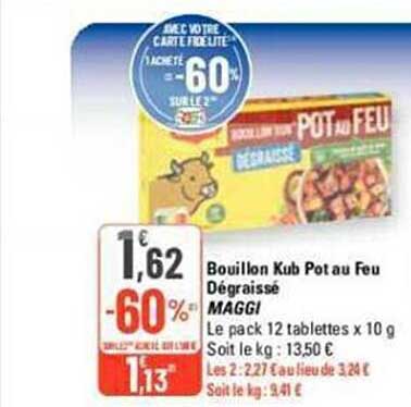 Bouillon Kub Pot Au Feu Dégraissé Maggi