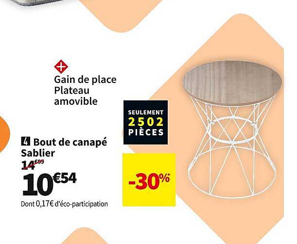 bout de canapé sablier