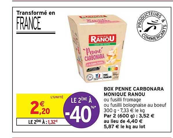 Box Penne Carbonara Monique Ranou