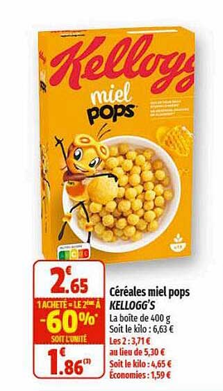 céréales miel pops kellogg's