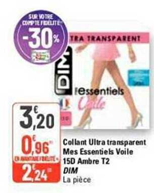 collant ultra transparent mes essentiels voile 15d ambre t2 dim