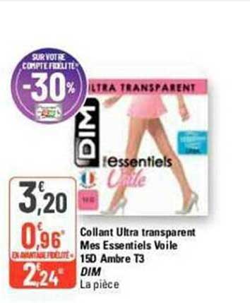 collant ultra transparent mes essentiels voile 15d ambre t3 dim
