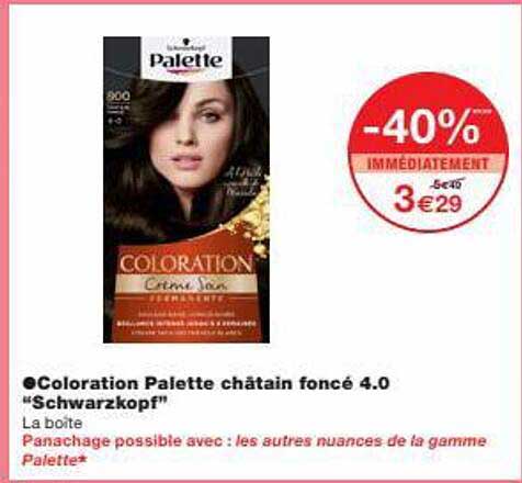 coloration palette châtain foncé 4.0 "schwarzkopf"