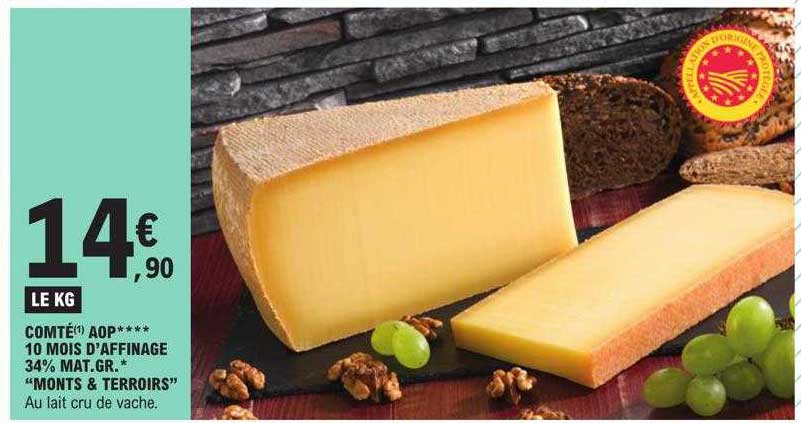 comté aop 10 mois d'affinage 34% mat.gr. "monts & terroirs"